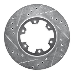 Nissan Pickup Brake Rotor (1) - Front Left - R1 Concepts - Drilled & Slotted - Silver - `85-`02